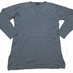 Autumn Cashmere V-Neck Tunic Sweater in Slate Blue